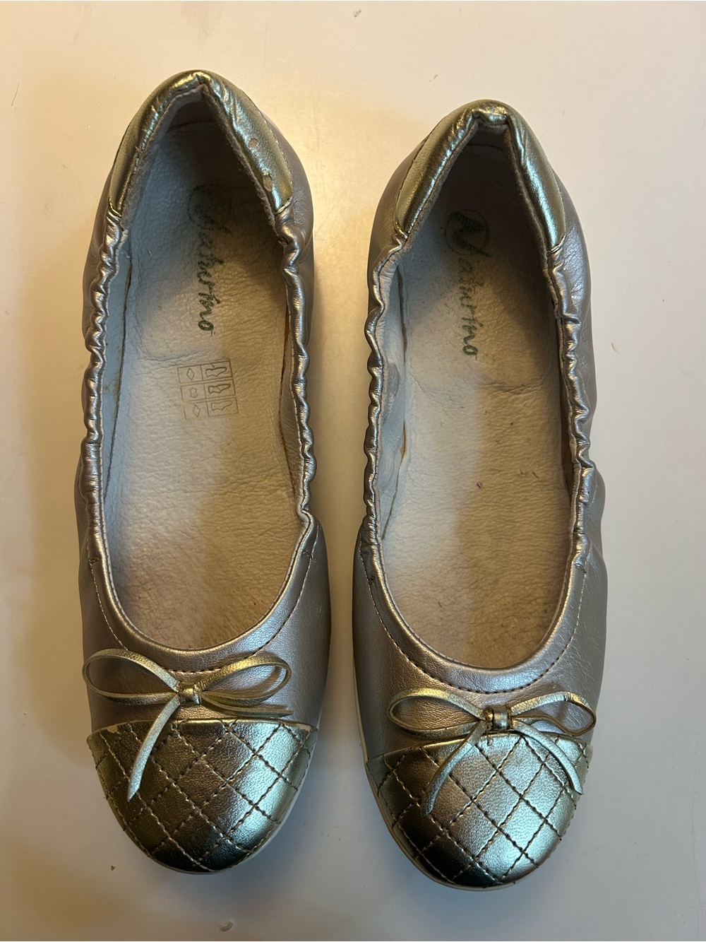 Naturino Metallic Gold/Silver Ballet Flats Big Girls size 36 (US 4-4.5)
